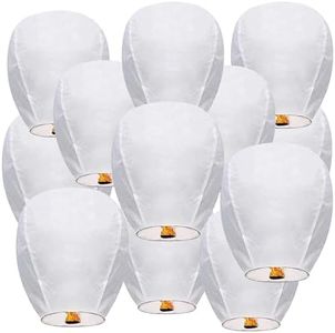 10 Pack Chinese Paper Lanterns to Release in Sky&Heaven,Biodegradable Floating Flying Memorial Lantern for Remembrance and Wish,Perfect for Memory,Weddings,Birthdays,Parties,Special Occasions(White)