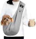 PAWPUBBY Dog & Cat Sling for Small and Medium Pets Up to 15 lbs with Comfortable Adjustable Padded Shoulder, Velcro and Safety Buckle, Breathable Soft Material Carrier (Light Gray, Large)
