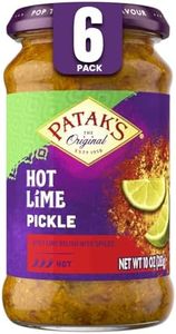 Patak’s Hot Lime Pickle - Authentic Indian Relish w/Lime Dices, Mustard Seeds & Aromatic Spices - Perfect for Sandwiches, Curries, Salads & Cold Meats - Vegan Spicy Pickle - 10oz Jar (Pack of 6)