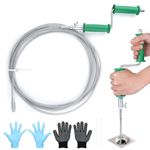 Vandicka Flexible Drain Auger Plumbing Snake 16.4 FT (5 M) & Waste Pipe Unblocker Tool for Sink and Toilet, Drain Cleaner & Clog Remover with 6 mm Drill Connector, Green Handle