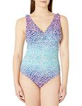 Athena Women's Over The Shoulder Surplice One Piece Swimsuit, Blue Ombre, 6