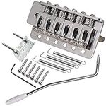 Electric Guitar Bridge Tremolo System Set with 6mm whammy Bar for 6 String Strat Guitar Tailpiece Replacement, Chrome