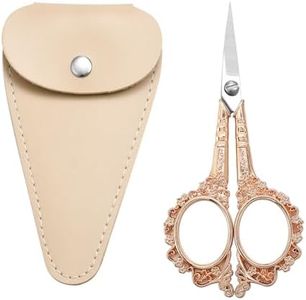 HITOPTY Sewing Scissors Embroidery Scissors, 4.5in Rose Gold Crochet Scissor with Sheath for Craft Cross Stitch Needlework Artwork Thread Yarn Cutting