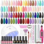 PEACECOLOR Gel Nail Polish Set with Lamp and Electric Nail File, 35 Colours Gel Polish Set with Glossy & Glitter and Matte Top Coat Base Coat Starter Gel Nail Kits Manicure Tools Gift for Women