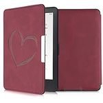 kwmobile Cover Compatible with Amazon Kindle Paperwhite Cover - eReader Case - Brushed Heart Dark Red