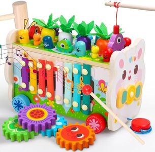 9 in 1 Easter Montessori Toys for 1 Year Old, Wooden Hammering Pounding Toy Whack A Mole Game with Xylophone for Toddlers 1-3, 1 Year Old Birthday Gifts, Educational Toys for Boys and Girls
