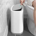 CMLLING 12 Liter Rectangular Plastic Trash Can Wastebasket, Slim Wastebasket for Bathroom. (White)