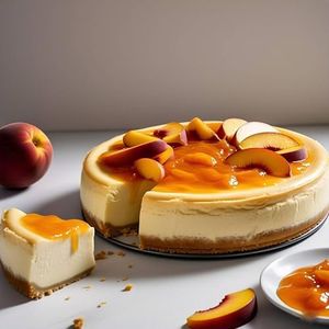Andy Anand Gourmet Peach Glaze Cheesecake 9" | Freshly Baked with Real California Cream Cheese, No Preservatives | Deliciously Decadent & Perfect for Celebrations (2 lbs)