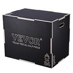 VEVOR 3 in 1 Plyometric Jump Box, 30/24/20 Inch Wooden Plyo Box, Platform & Jumping Agility Box, Anti-Slip Fitness Exercise Step Up Box for Home Gym Training, Conditioning Strength Training, Black