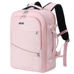 Lekesky Travel Backpack Women Carry On Backpack for Airplanes Cabin Bag Underseat, Large Flight Approved Backpack with 3 Packing Cubes, Pink