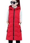 OMZIN Ladies Oversized Causal Long Gilet Jacket Sleeveless Fashion Stand Collar Coat Red M