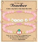 Teacher Gifts Initial Bracelets for Teen Girls Miss V Beaded Bracelet Thank You Teacher Appreciation Gifts Back to School Adjustable Birthday Christmas Jewelry