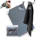 Multi-Function Magnetic Golf Towel with Wash Pocket, Magna-Anchor Technology, Waffle Pattern, Ball Scrubber – Perfect Golf Gift for Men & Women (16" x 24", Gunmetal Grey, with Magnet)