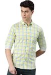 Majestic Man Men Box Checkered Slim Fit Cotton Casual Shirt (Xxx-Large, Lemon)