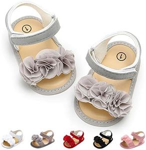 Lafegen Baby Girls Summer Sandals Flower Suede Soft Non-Slip Sole Infant Newborn Toddler First Walker Crib Shoes Size: 12-18 Months Infant