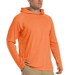 TACVASEN Surfing T-Shirt for Men UPF 50+ UV Protection Shirts Sun Outdoor Hoodie Lightweight T Shirt Quick Dry Hoodies Orange