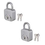 Harrison CX-1000-0594_PK 2 Key 12 Pins Padlock with 3 Keys (Silver, Stainless Steel Finish)| Square Lock| Used for Shutter, Grills| Pack of 2