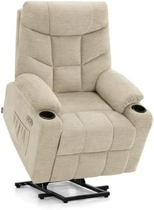M MCombo Fernsehsessel mit Aufstehhilfe Elektrisch, Sessel mit Aufstehhilfe, fernsehsessel mit liegefunktion bis 140°, Seniorensessel für Wohnzimmer, mit USB 7286 (Beige-Stoff)