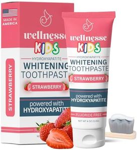 Wellnesse Kids Hydroxyapatite Toothpaste with Xylitol & Fluoride-Free - Natural Ingredients with Strawberry Flavor - Suitable for Toddlers to Baby Kids Toddler - Sensory Friendly, Vegan & Cruelty-Free