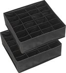 SimpleHouseware Closet Socks Organizer, 24 Cell Drawer Divider, 2 Pack, Black