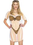 Summer Womens Swim Soft Bathing Suit Cover Up Cute Comfortable Funny Beach T-Shirt Dresses Leopard L