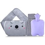 Hot Water Bottle with 2 Pack Waist Cover, Warm Water Bag Rubber Winter Hot Water Pouch with Soft Plush Hand Waist Warmer Cover Hot Water Bag (Grey with Cover)