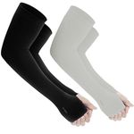 Cult of Clothes Arm Sleeves for Men & Women - UV Sun Protection UPF 50 - Cool Arm Hand Cover Unisex for Bike Ride, Golf, Cricket, Cycling, Yoga, Gym Sports - (Combo Pack Of 2) (Black/Grey)