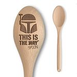 Star Space Wars Mando Bounty Hunter Inspired Wooden Spoon – “This is The Spoon” Inscription – Funny Cooking Baking Gift for Men & Women - Unofficial Fan Item (This is The Spoon)