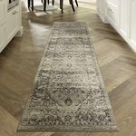 Maples Rugs Runner Rug - Distressed Lexington 2'6 x 10 Non Skid Hallway Entry Rugs Runners [Made in USA] for Kitchen and Entryway, Neutral