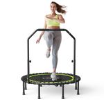 LifeOG 450 LBS Foldable Mini Trampoline, 48" Fitness Trampoline with Bungee Cords, 4 Level Shape Adjustable Foam Handle, Stable & Quiet Exercise Rebounder for Adults Indoor/Garden Workout