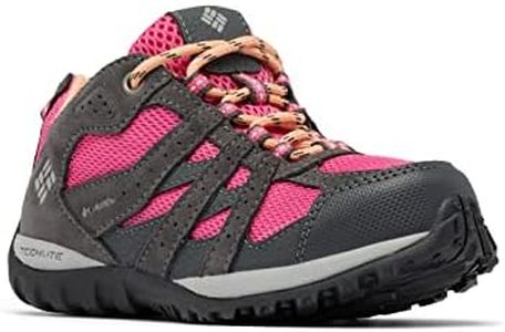 Columbia Unisex Kid's Childrens Redmond Waterproof Low Rise Trekking and Hiking Shoes, Dark Grey X Pink Ice, 10 US