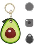 Cute Leather Keychain Case for Apple AirTag, Tile Mate, Galaxy SmartTag, eufy SmartTrack Link and Key Fob, Anti-Scratch, Avocado