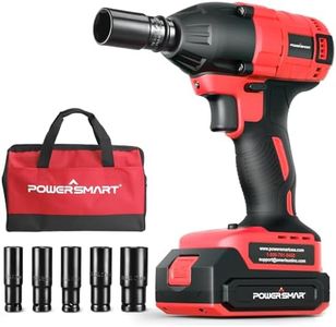 PowerSmart Cordless Impact Wrench 1/2 Inch, Brushless Impact Gun Kit for Car RV Tire, Home, 20V 2.0Ah Battery, Charger, 5 Sockets