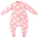 Looxii Baby Sleep Sack 3T 4T Toddler Sleeping Sack Cotton Quilted 2.5 TOG Winter Baby Wearable Blanket 2-Way Zipper Removable Sleeve Sleep Sack with Feet for Early Walkers Pink