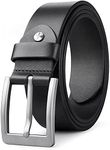 CREATURE Formal/Casual Black Color Genuine Leather Belts For Men (Length- 46 inches||40MM||BL-042-BLK) (BLACK)