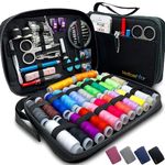 Deluxe Sewing Kit – Set Includes 97 Accessories & 24 Color Assorted Thread Spools – Compact & Lightweight - Dimensions 7.87” x 5.70” x 1.37” – Ideal For Mending, Repairing & DIY Crafting