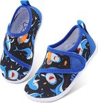 JOINFREE Toddler Boys Water Shoes Non-Slip Lighweight Aqua Socks for Boy Diving Shoes Quick-Drying Water Socks for Swiming Pool BlueShark 4-4.5 UK Child