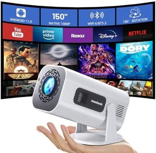 Mini Projector with WiFi and Bluetooth, 180°Adjustable Stand Smart Projector, 150" Portable Projector with Android TV 11.0, 2.4G/5G, Native 1080P, 300 ANSI Auto Keyston Outdoor/Home Movie, White