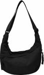 Lyrovo Travel Crossbody Crescent Bags for Women Over Shoulder Purse with Zipper Half Moon Sling Bag & Waist Bag Unisex Chest Bag (Black)