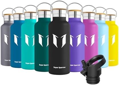 Super Sparrow Water Bottle Insulated - 500ml - Standard Mouth Flask - BPA Free, Leak Proof Drink Bottle - Ergonomic Straw Water Bottles for Work, Gym, Travel, Sports, Outdoor - 2 lids