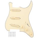 Guitar Pickguard Prewired Loaded Humbuckers Pickguard with Noiseless Pickups Set for Strat Style Guitar Beige Performance Accessories Electric Guitar Parts