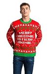Unisex Men‘s Ugly Christmas Sweater Women`s Novelty Home Alone Pullover for Party Fun Red Large