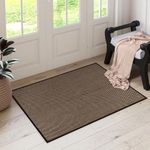 Lahome Farmhouse Rugs for Entryway, 2x3 Black Bathroom Rug Door Mat Indoor Entrance Washable Kitchen Rugs, Neutral Small Throw Rug Non Slip Stain Resistant Floor Carpet for Entry, Black