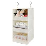 GRANNY SAYS 3 Shelf Hanging Wardrobe Storage Organiser, Pack of 1 Hanging Clothes Organiser for Wardrobe, Foldable 3 Shelves Hanging Closet Organizer, Closet Hanging Shelves for Clothes, Beige