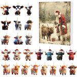 2024 Christmas Advent Calendar, Xmas 24 Days Countdown Calendar - Contains 24 Gifts, Realistic 2D Dragon & Cat & Cow Acrylic Figurine Hanging Ornament for Christmas Tree & Gift, Home Decoration (Cow