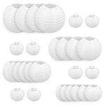 25 Packs White Paper Lantern, Hanging Round Paper Lanterns Party Decoration Chinese Lanterns 4” 6” 8” 10” 12”- Great for Indoor or Outdoor Home Decorations, Parties, and Weddings