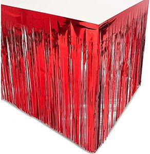 Sparkle and Bash Metallic Red Foil Fringe Table Skirt (3 Pack)