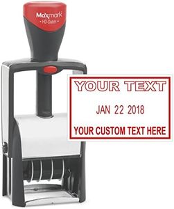 Heavy Duty Date Stamp with 2-Line Custom Text, Self Inking Stamp - 1" x 1-5/8” - Choice of Ink Color