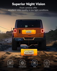 WOLFBOX 4K 3-Channel Dash Cam with WiFi, 64GB Card, GPS, Night Vision