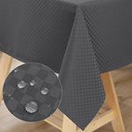 WELTRXE Square Table Cloth,140x140cm,Water Resistant Polyester Tablecloth,Checkered Plaid Dining Table Cover Spill Proof for Home Restaurant Party Buffet,Charcoal Grey